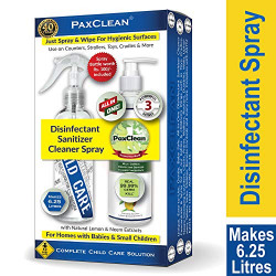 PAXCLEAN - All in One - Child Care, Triple Active Disinfectant Cleaner (Lemon & Neem) 250 ml (Makes 25 Spray Bottles)