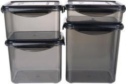 Bel Casa Lock & Store Rectangle  - 1000 ml, 1500 ml, 360 ml, 750 ml PP (Polypropylene) Grocery Container(Pack of 4, Grey)