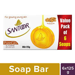 Santoor Glycerine PureGlo Soap 125g (Pack of 6)