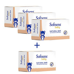 Softsens Baby Natural Bar Soap with Honey, Orange & Natural Almond Oil, 75g (Buy 3, Get 1 Free)