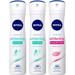 NIVEA Whitening Sensitive Deodorant & Whitening Smooth Deodorant Deodorant Spray  -  For Women(450 ml, Pack of 3)