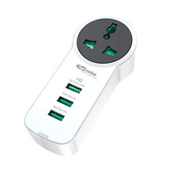 Portronics UniPower Intelligent Portable Universal Desktop Charging Hub Station Cum Travel Power Strip with 1 AC Outlet + 3 USB Ports 5V/3.4A, White