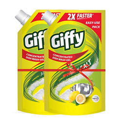 Giffy Lemon and Active Salt Concentrated Dish Wash Gel 1L +1L
