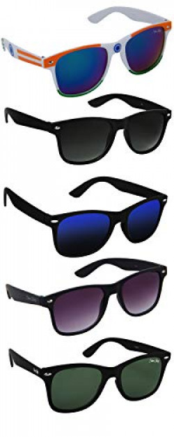 Silver Kartz UV 400 Protection Unisex Sunglasses (aio5, Black) - Pack of 5