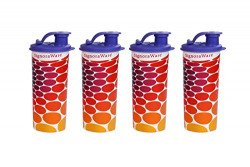 Signoraware Stylish Energy Jumbo Plastic Sipper Set, 500ml, Set of 4, Deep Violet