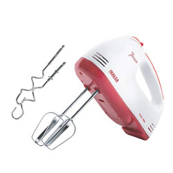 Inalsa Hand Mixer Easy Mix-200W with 7 Speed Control & Detachable Stainless-Steel Finish Beater & Whisker| In-Built Eject Knob & Slim Grip,(Red/White)