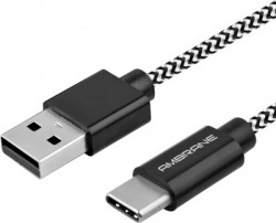 Ambrane CBC-15 2.4A 1.5m Sync & Fast Charge Tough Nylon Braided USB A to 1.5 m USB Type C Cable(Compatible with Mobile, Tablet, Computer, Gaming Console, White, Black, One Cable)