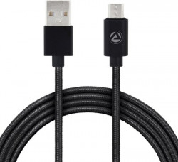ARU Cotton Braided 1m 1 m Micro USB Cable(Compatible with MOBILE TV TABLET, Black)