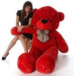 Click4deal Stuffed Soft Cotton Teddy (Red, 4 Feet)