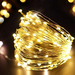 Homesake 50-LED Fairy Copper String Diwali Lights 5m Waterproof, 3AA Battery, Warm White String Lights Fairy String Lights For Diwali,Christmas,Home Decor, Party,Bedroom,Dorm Room, Photography,Tapestry Decoration
