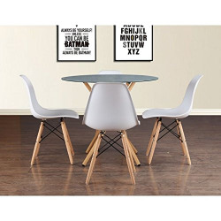 HomeTown Corona Metal And Glass Four Seater Dining Set in White Colour