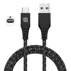 Flybot Tor Rugged Polyester Braided Unbreakable 3A Type C Fast Charging Cable (Length - 1.5 Meter, Color - Grey)
