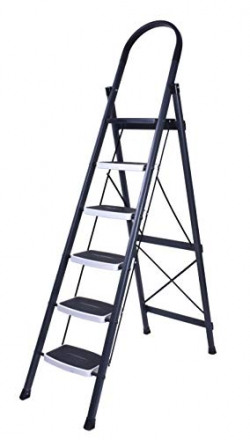 Primax High Grade Heavy Steel Folding 6 Step Ladder (Gray and White)