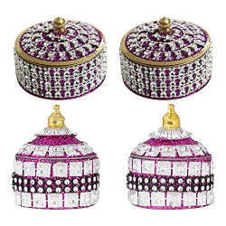 Angelic Brass Jewellery with Sindoor Box (7 cm x 7 cm x 5 cm, Purple)