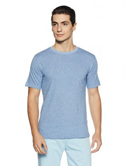 Cloth Theory Men's Solid Regular Fit T-Shirt (CTMCRNKP014_Blue Neps_L)