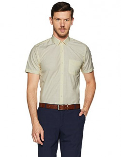 Peter England Men's Striped Slim Fit Formal Shirt (PSH318003096_Lightyellowwithwhite_40)