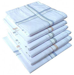 Boxxwish Men's Cotton Handkerchief (White, Free Size) - Set of 6 Piece