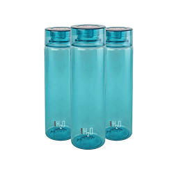 Cello H2O Round Plastic Water Bottle, 750ml, Set of 3, Aqua Blue