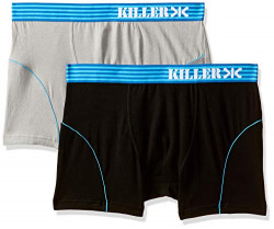 KILLER Bodywear Men's Plain Brief (Pack of 2) (KLTRNK-M02 MDWSTFT BKSLVRGRY_Black/Silver Grey-Medium)