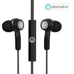 Motorola Pace 120 in-Ear Headphones with Mic, Volume Control & Alexa Built-in(Black)
