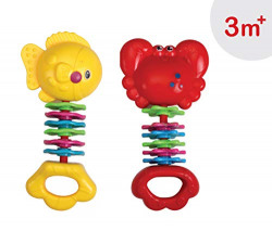 Luvlap Fish and Crab Teether Rattles for Baby, Multicolor