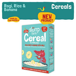 Slurrp Farm Organic Baby Cereal, Ragi, Rice and Banana with Milk, Instant Healthy Wholesome Food for Babies, 200g