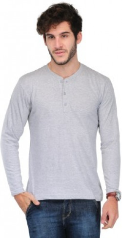 TSX Solid Men Henley Grey T-Shirt