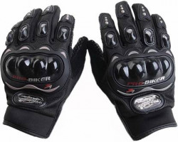 Probiker Synthetic Leather Full Finger Racing Motorcycle Riding Gloves Driving Gloves  (Black)