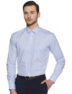 Park Avenue Men's Plain Slim fit Formal Shirt (PMSX11442-B3_Medium Blue_44)