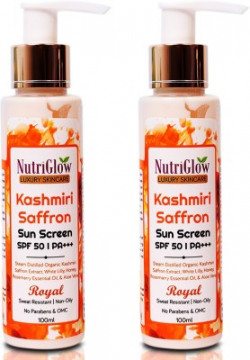 NutriGlow Luxury Skincare Kashmiri Saffron Sun Screen SPF 50 | PA+++ - SPF 50 PA+++(200 ml)