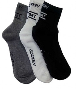 Jockey Ankle Socks, Pack of 3 (Grey/White/Black)