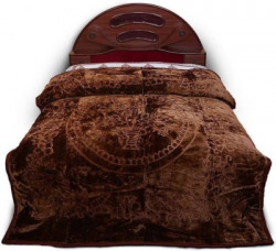 A R Floral Double Mink Blanket(Microfiber, Coffee Brown)