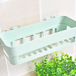 JEEJEX Plastic Inter Design Bathroom Kitchen Organize Shelf Rack Shower Corner Caddy Basket with Sticker No Driling Required (1pc) (Assorted Color)