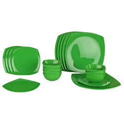 Homray Plastic Dinner Set, 24-Pieces, Green
