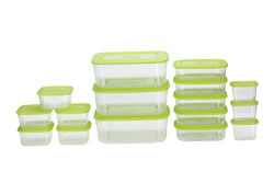 All Time Basic Plastic Container Set, 16-Pieces, Green
