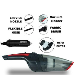 AllExtreme EXWVCP1 Car Vacuum Cleaner with Medical Grade HEPA Filter 120W 12V Wet Dry Portable Handheld Auto Cleanser with 3 Connectors