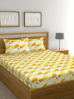 Raymond Home 104 TC Cotton Double Floral Bedsheet(Pack of 1, Yellow)