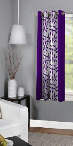 Panipat Textile Hub 150 cm (5 ft) Polyester Window Curtain Single Curtain(Floral, Purple)