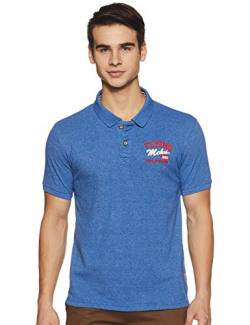 Flying Machine Men's Printed Regular fit T-Shirt (FMTS8225_Blue_M HS Medium)