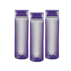 Cello H2O Round Plastic Water Bottle, 750ml, Set of 3, Purple