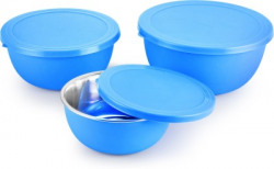 Ideale Flora  - 500 ml, 1250 ml, 750 ml Steel, Plastic Grocery Container(Pack of 3, Blue)