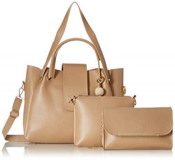 Envias Women's Leatherette Handbag & Sling Bags Combo (Cream) (Set of 3)