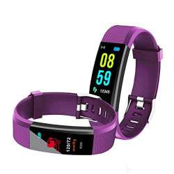 Bingo iP67 Waterproof Smartwatch Bracelet Fitness Band Activity Tracker with Heart Rate Monitor, Screen Sleep Monitor Fitness Tracker for Android or iOS Smartphones (Purple)