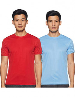 6 Degrees Men's Solid Regular fit T-Shirt (Pack of 2) (6D_DFT-2RN_XL_Red/Sky Blue