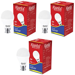 Ajanta Quartz3 Base B22 5-Watt LED Bulb (Pack of 3, White)