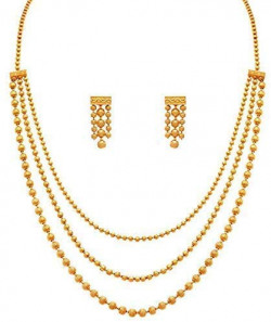 Jewelsiya One Micron 18K Gold Plated Multi Strand Three Line Chain Necklace Set for Girls and Women