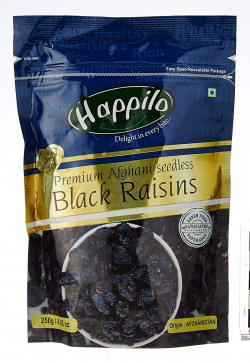 Happilo Premium Afghani Seedless Black Raisins, 250g (Pack of 2)