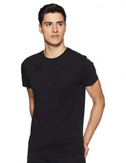 Being Human Men's Solid Regular Fit T-Shirt (BHTS8175_Black_99 cm/Medium)