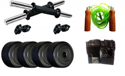 FACTO POWER Weight Plate Combination : 12 Kg. (3 Kg. X 4 = 12 Kg.), Dumbell Rods, Skipping Rope