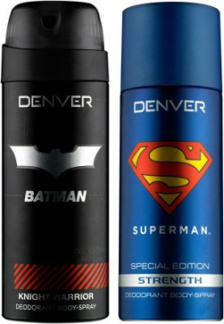 Denver Batman Knight Warrior and Superman Strength Deo (Pack of 2) Deodorant Spray  -  For Men(300 ml, Pack of 2)